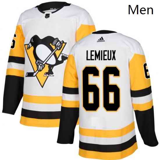 Mens Adidas Pittsburgh Penguins 66 Mario Lemieux Authentic White Away NHL Jersey